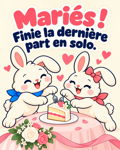 Mariés ! Finie la dernière part en solo.