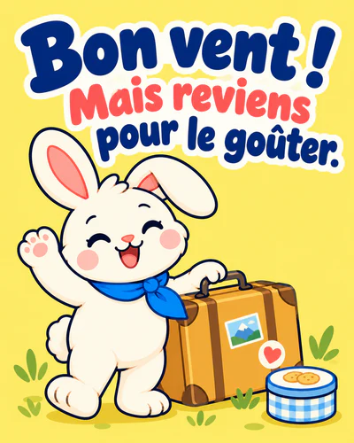 Bon vent ! Mais reviens pour le goûter.